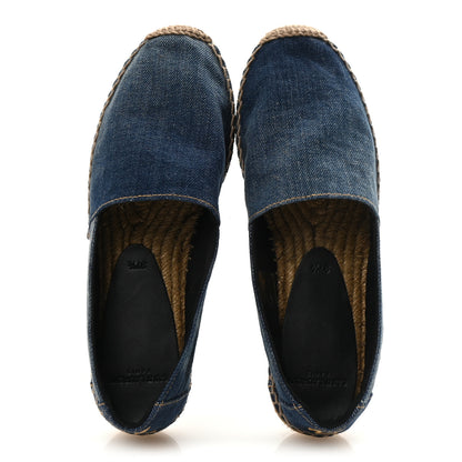 Saint Laurent Denim Logo Embroidered Espadrilles 37.5 Deep Blue 2 of 10