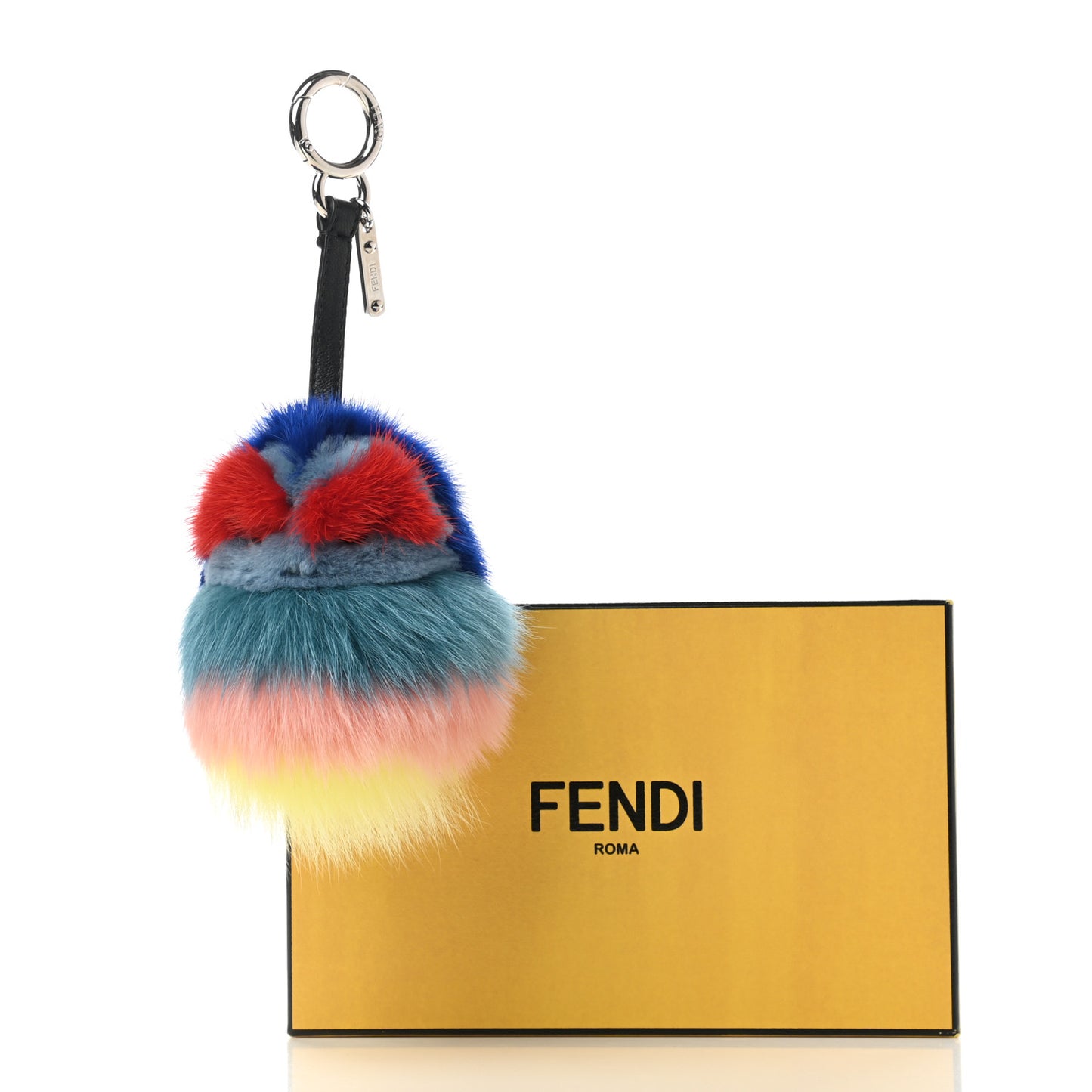 Mink Fox Fur Kid Monster Bag Bug Charm Blue Multicolor