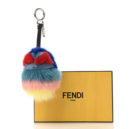 Fendi Mink Fox Fur Kid Monster Bag Bug Charm Blue Multicolor 5 of 5