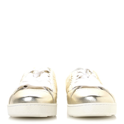 Prada Metallic Nappa Diagramme Sneakers 37.5 Pirite 3 of 7