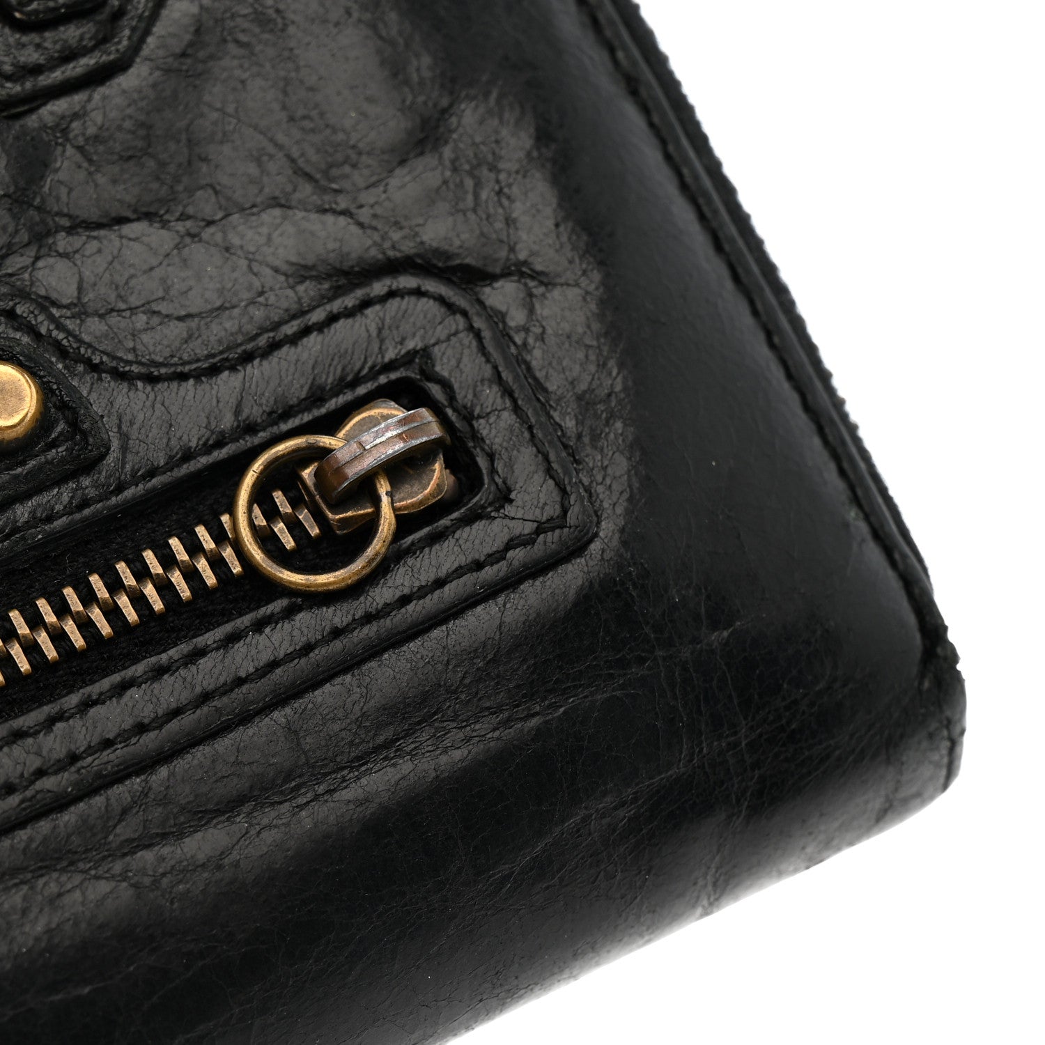 Balenciaga Agneau Classic Gold Hardware Compact Wallet Black 10 of 12
