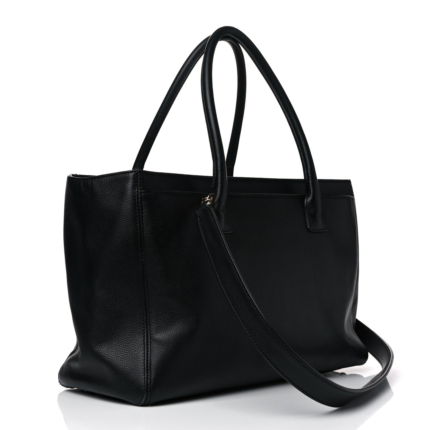 Calfskin Cerf Executive Shopper Tote Black