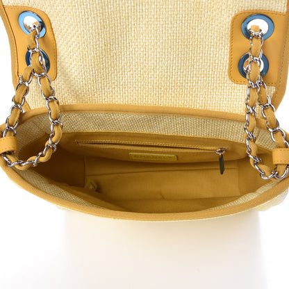 Chanel Woven Straw Raffia Small Deauville Messenger Yellow 5 of 7