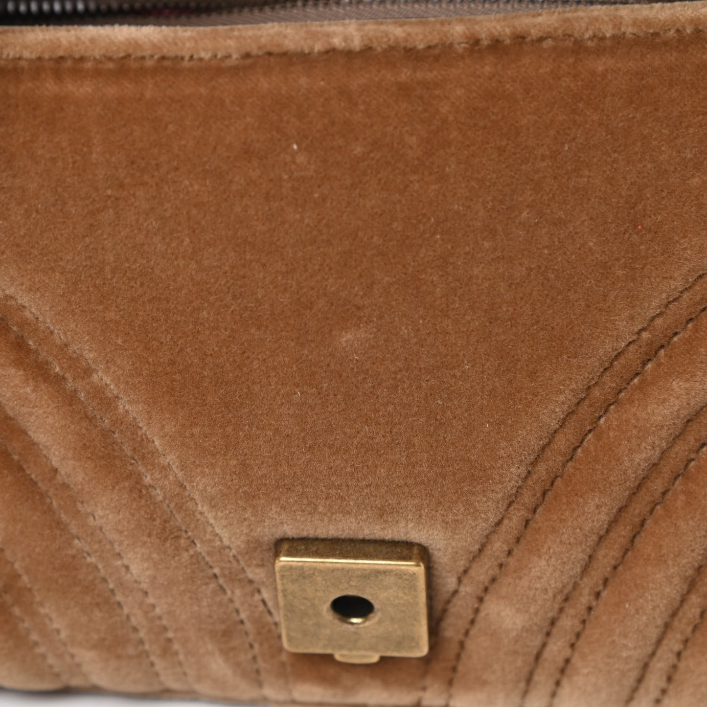 Velvet Matelasse Small GG Marmont Shoulder Bag Taupe