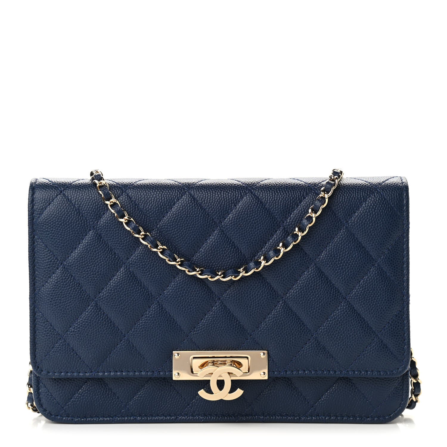 Chanel Caviar Quilted Golden Class Wallet On Chain WOC Navy 1 of 10