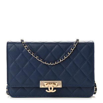 Chanel Caviar Quilted Golden Class Wallet On Chain WOC Navy 1 of 10