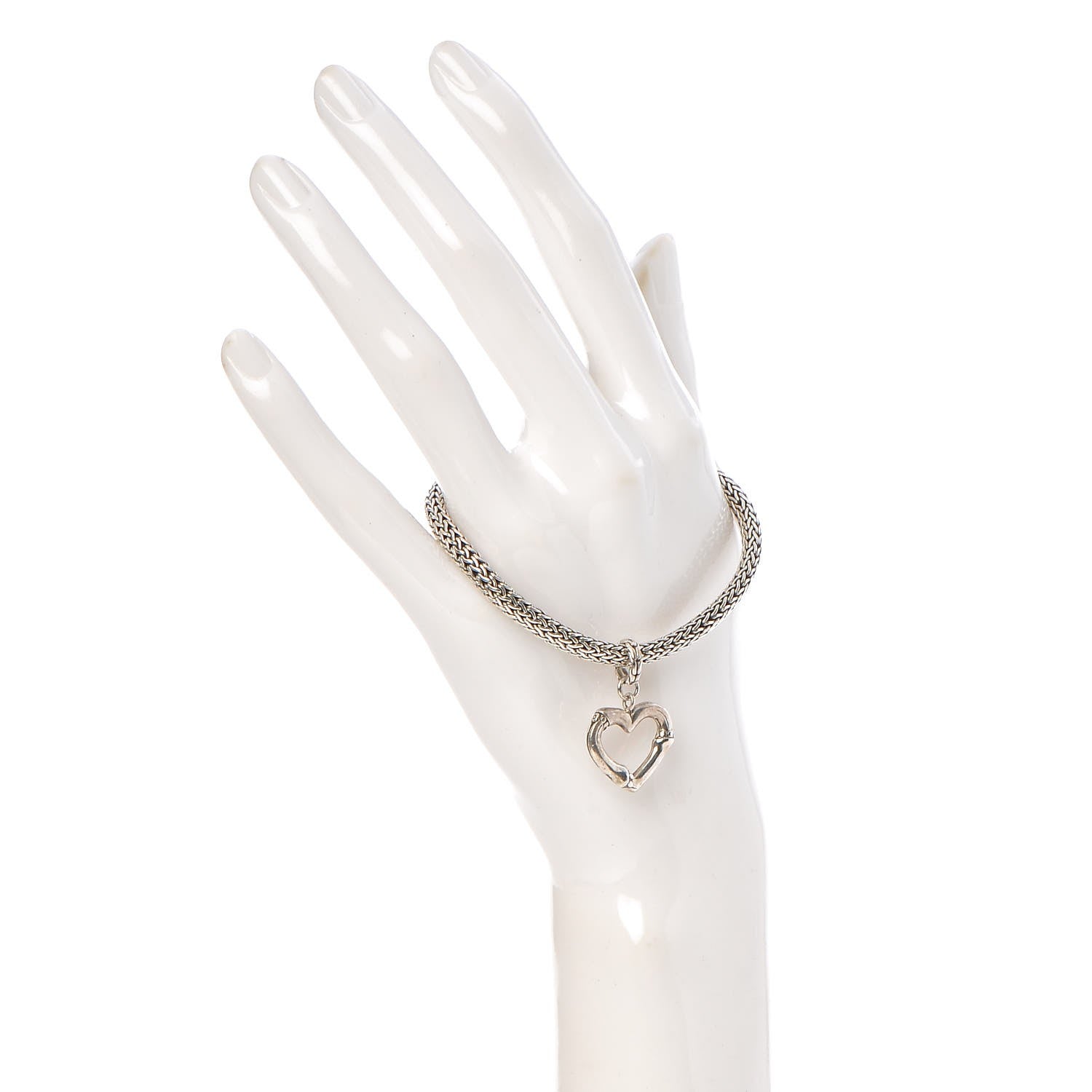 John Hardy Sterling Silver Bamboo Heart Charm Bracelet 2 of 7