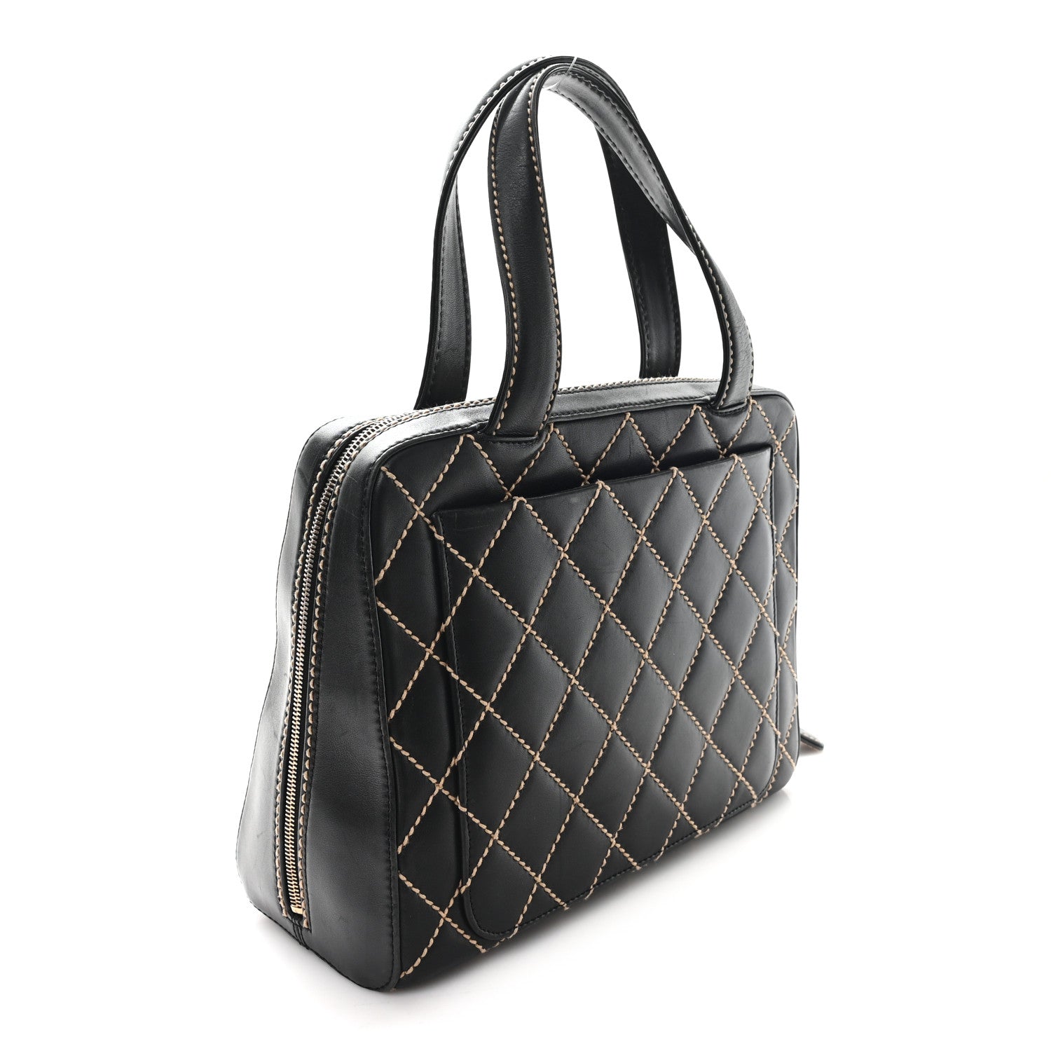 Chanel Calfskin Wild Stitch Vertical Top Handle Bag Black 4 of 12
