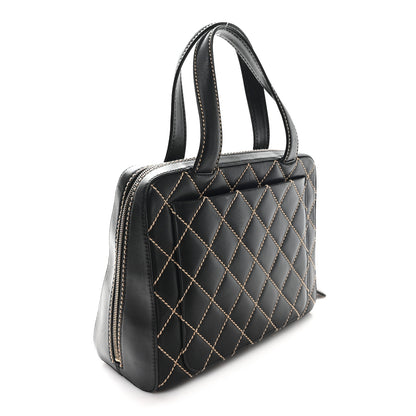 Chanel Calfskin Wild Stitch Vertical Top Handle Bag Black 4 of 12