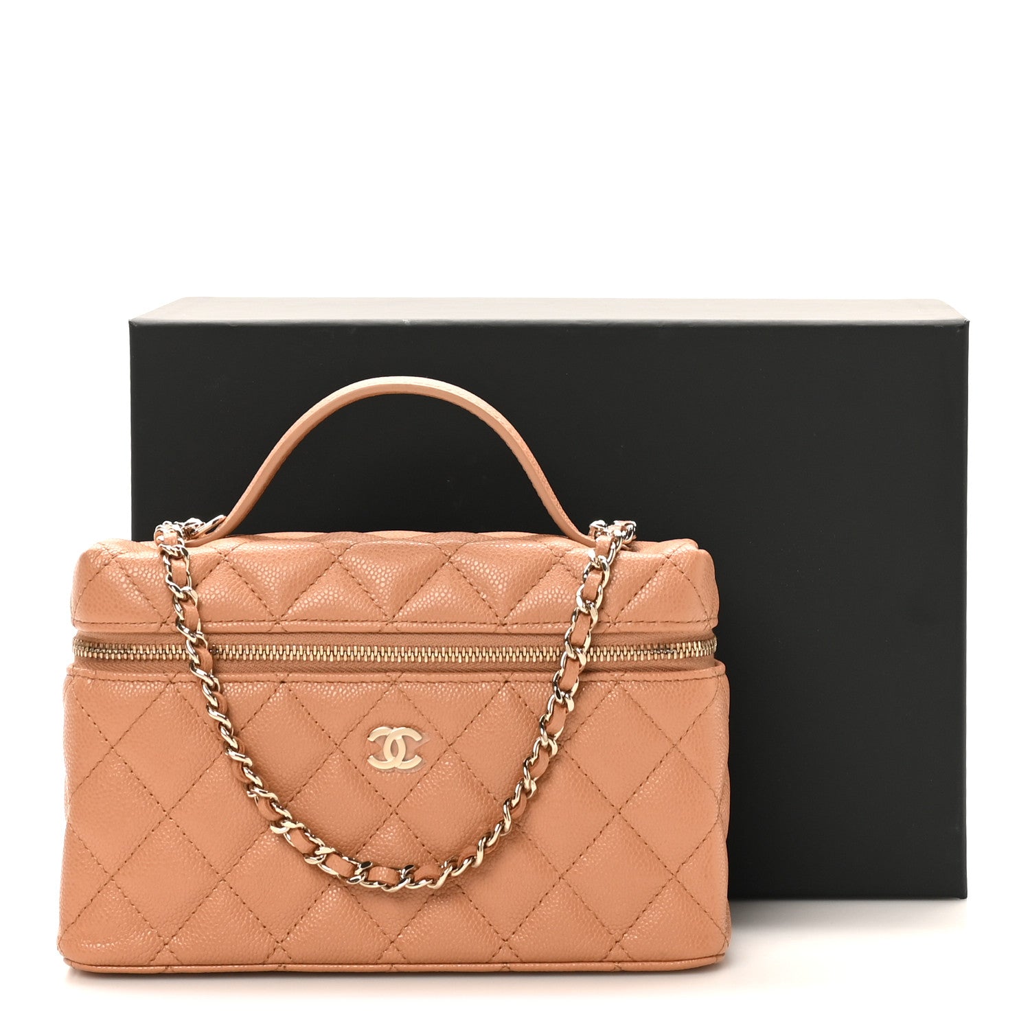 Chanel Caviar Quilted Top Handle Slim Vanity With Chain Brown 11 of 11