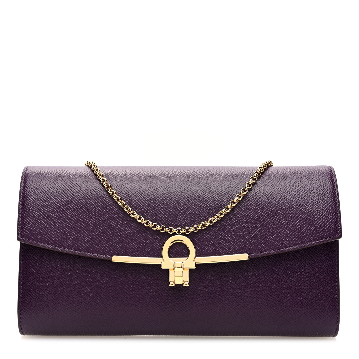 Salvatore Ferragamo Hammered Calfskin Gancini Icona Mini Bag Blackberry 1 of 8