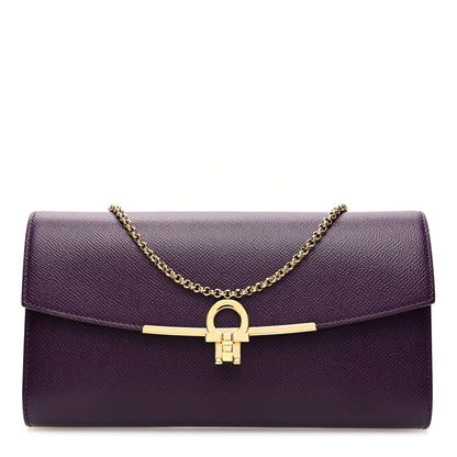 Salvatore Ferragamo Hammered Calfskin Gancini Icona Mini Bag Blackberry 1 of 8