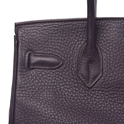 Hermes Taurillon Clemence Birkin 30 Raisin 18 of 39