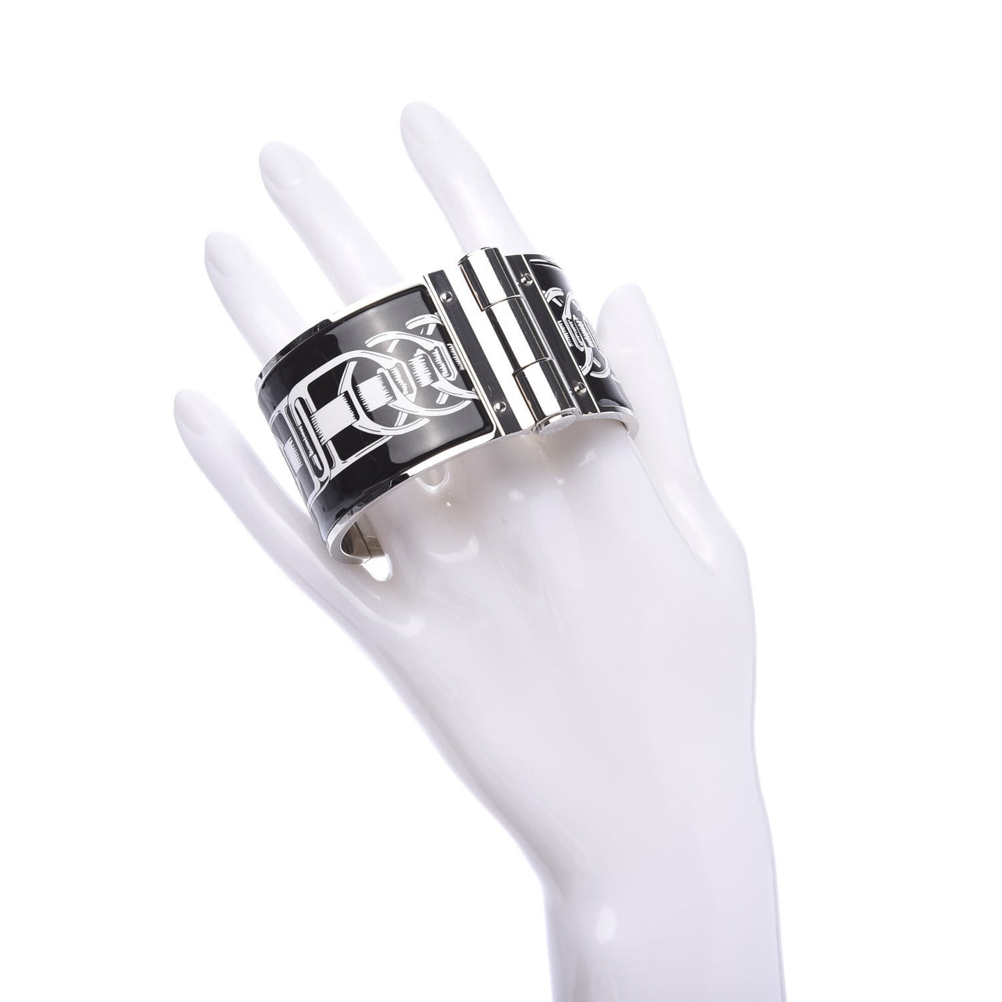 Enamel Printed Extra Wide Balades Equestres Hinged Bracelet S Positif Negatif