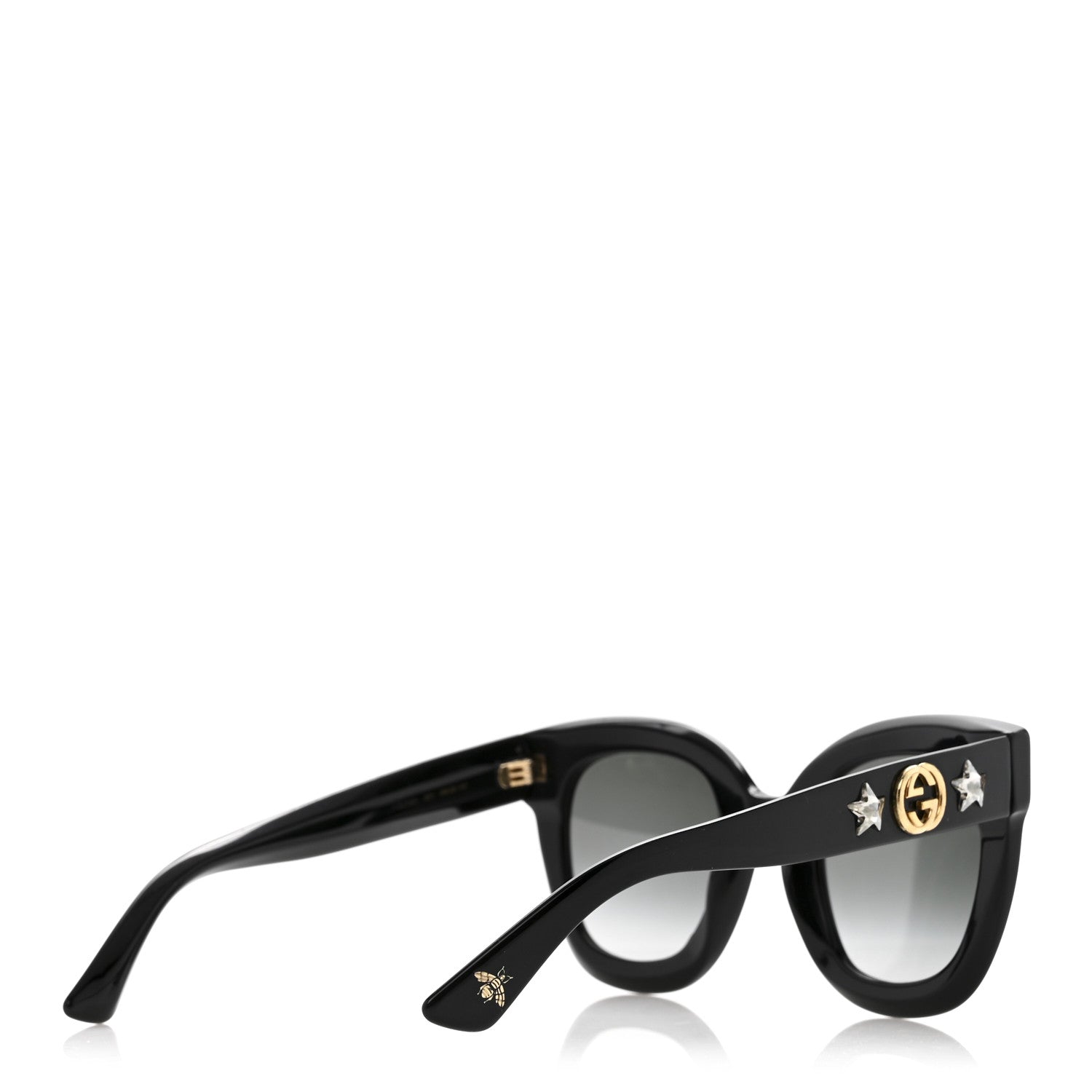 Gucci Acetate Crystal Star Round Frame Sunglasses GG0208S Black 4 of 7