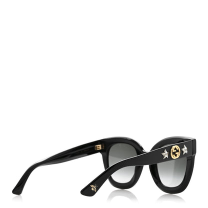 Gucci Acetate Crystal Star Round Frame Sunglasses GG0208S Black 4 of 7