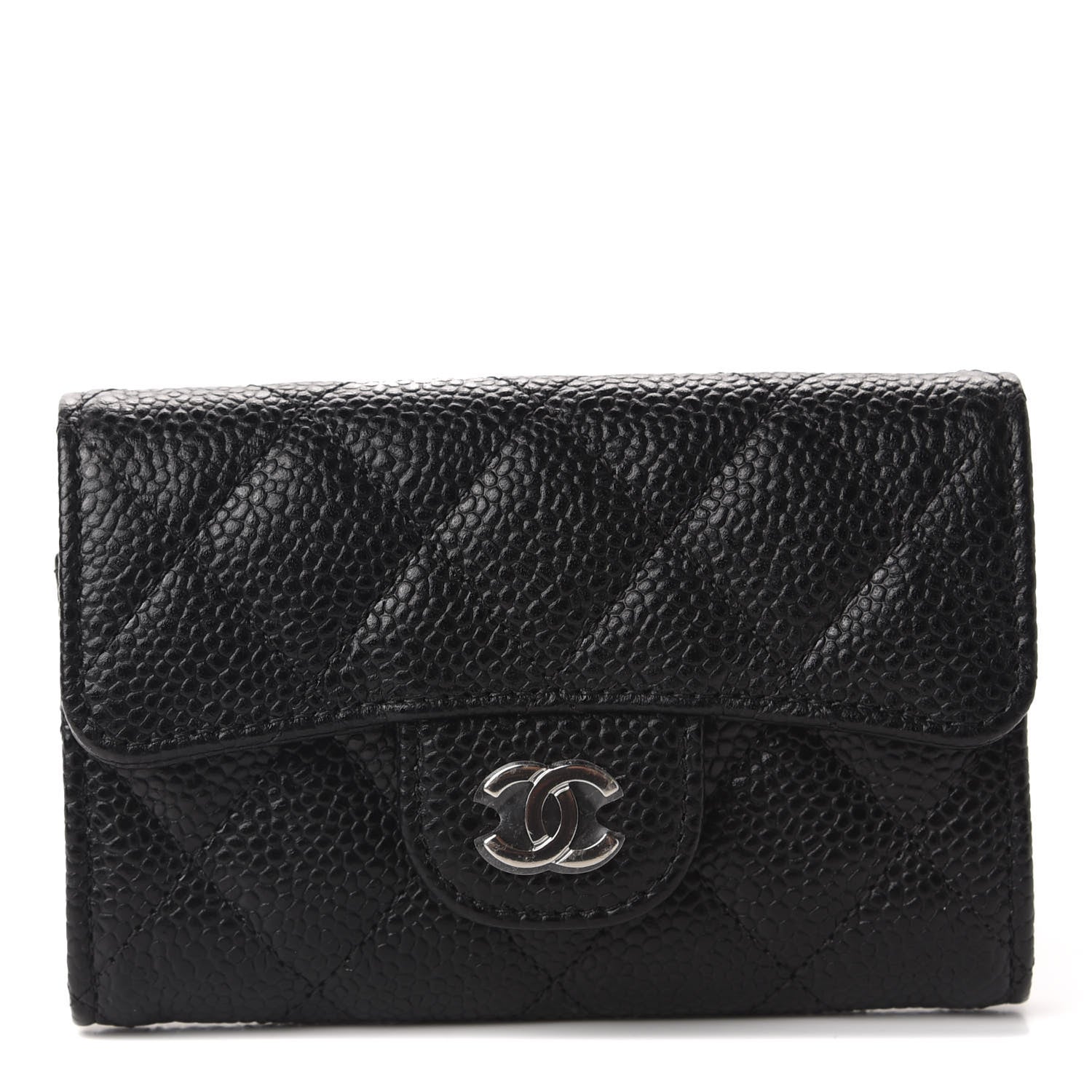 Chanel Caviar Quilted Flap Card Holder Wallet Black 1 of 9