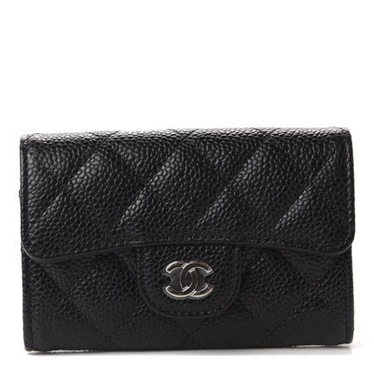 Chanel Caviar Quilted Flap Card Holder Wallet Black 1 of 9