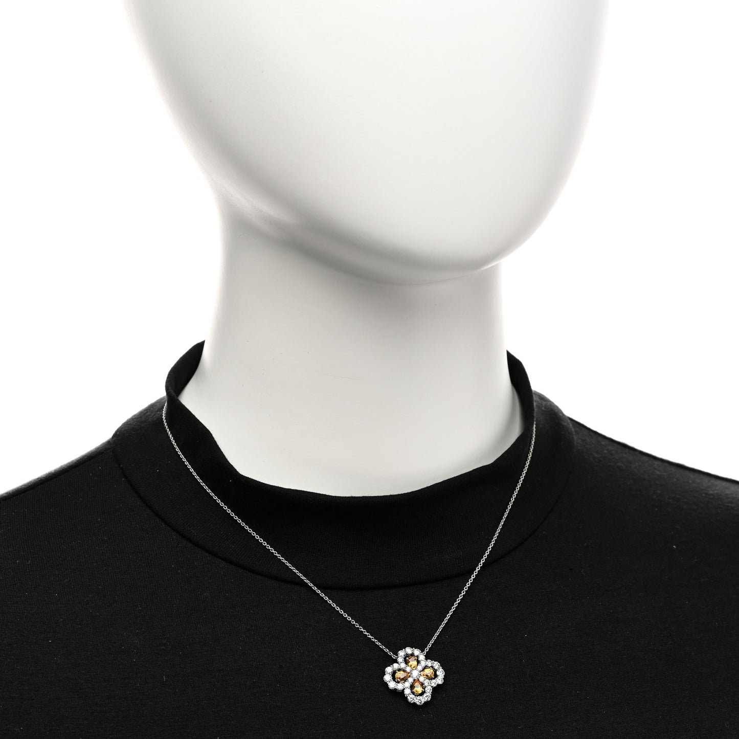 Platinum Diamond Yellow Sapphire Full Loop Pendant Necklace