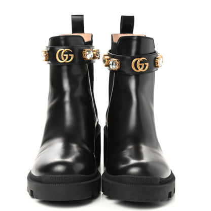 Gucci Calfskin Crystal GG Trip Chelsea Ankle Boots 38 Black 2 of 9