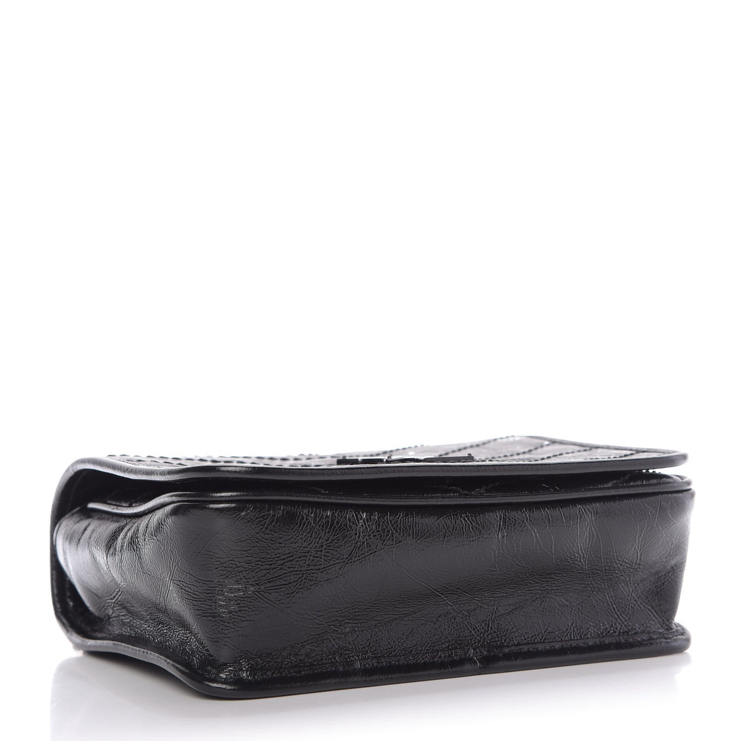 Crinkled Calfskin Matelasse Monogram Niki Chain Wallet Black