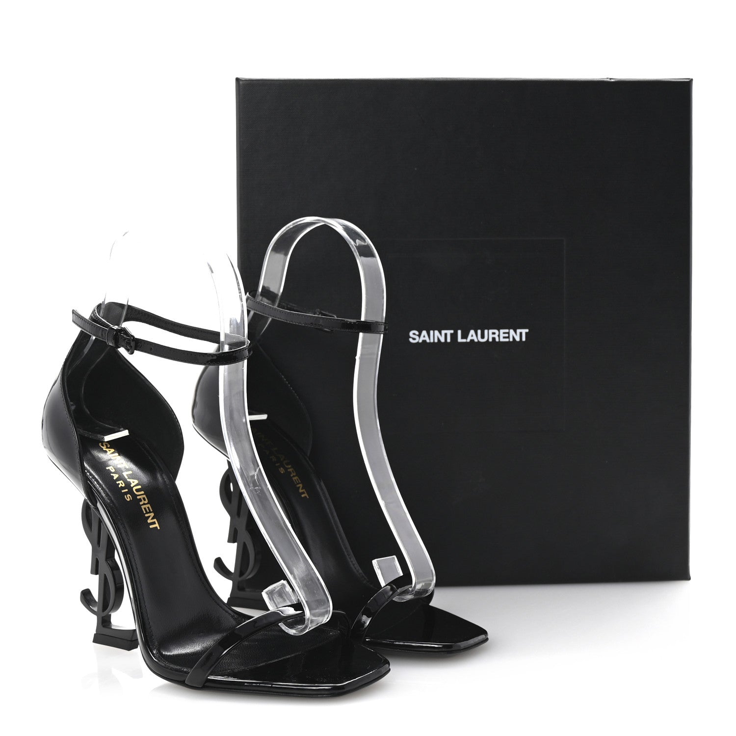 Saint Laurent Patent Calfskin Opyum 110 Sandals 35.5 Black 10 of 10