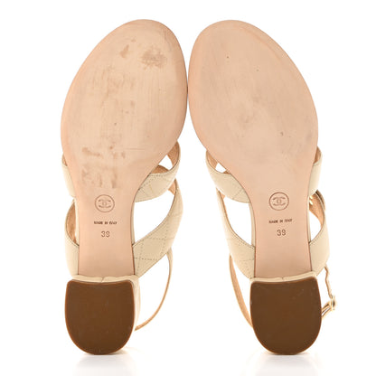 Chanel Calfskin Quilted CC Turnlock Sandals 39 Dark 39 White 5 of 17