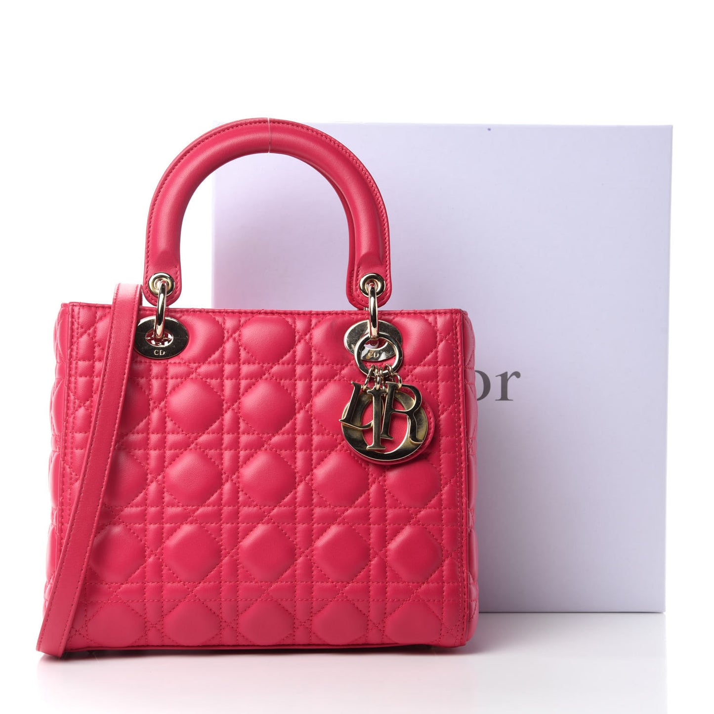 Lambskin Cannage Medium Lady Dior Pink
