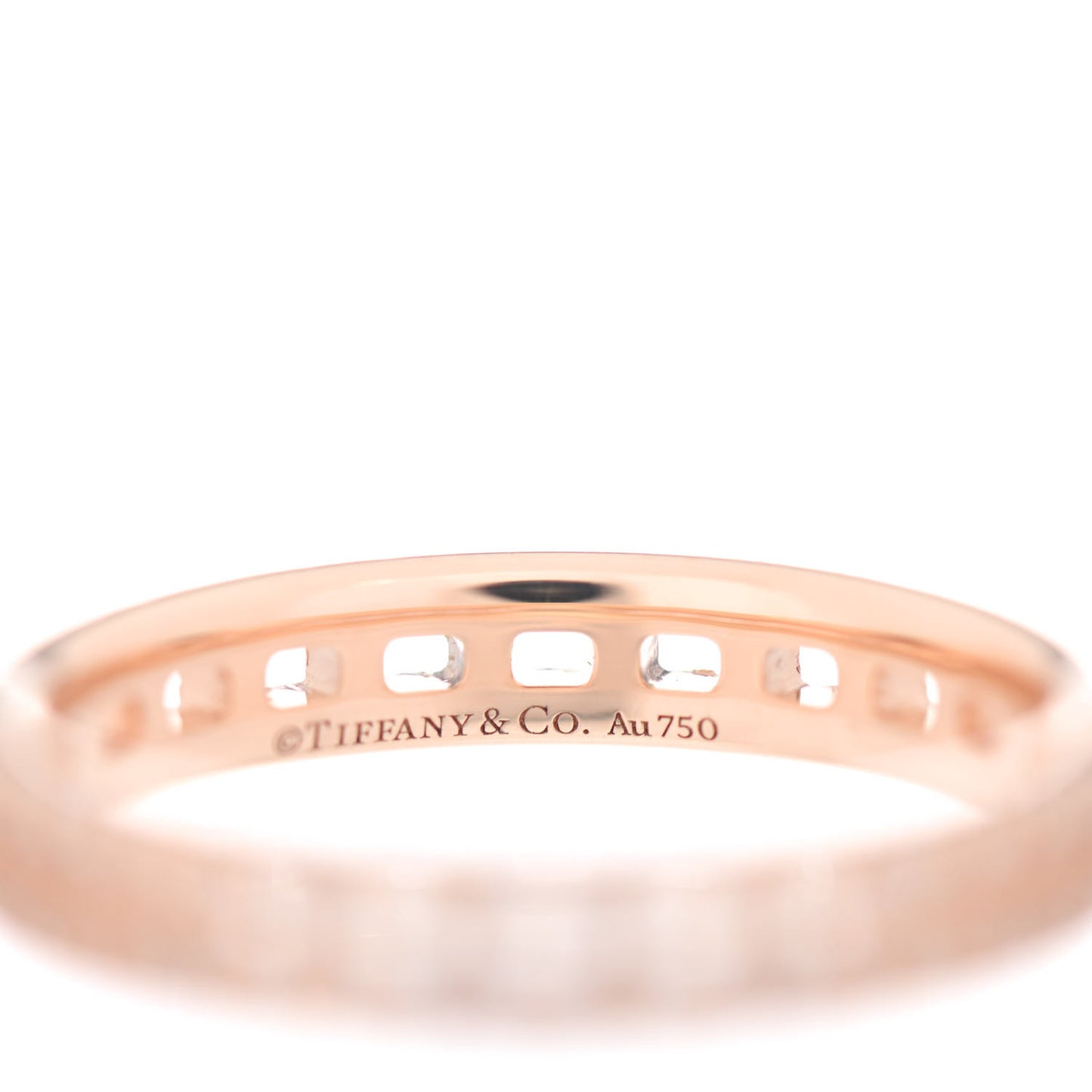 18K Rose Gold Diamond Narrow T True Band Ring 54 7