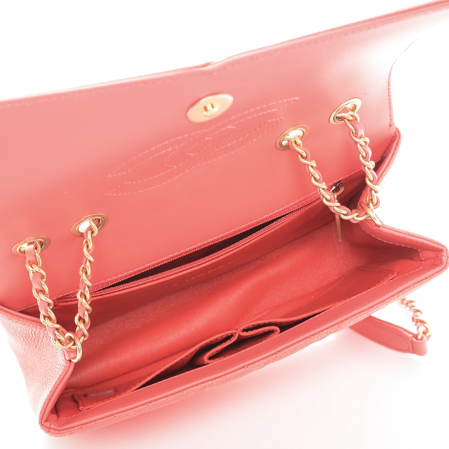 Chanel Caviar Quilted Small CC Filigree Flap Coral 5 of 7