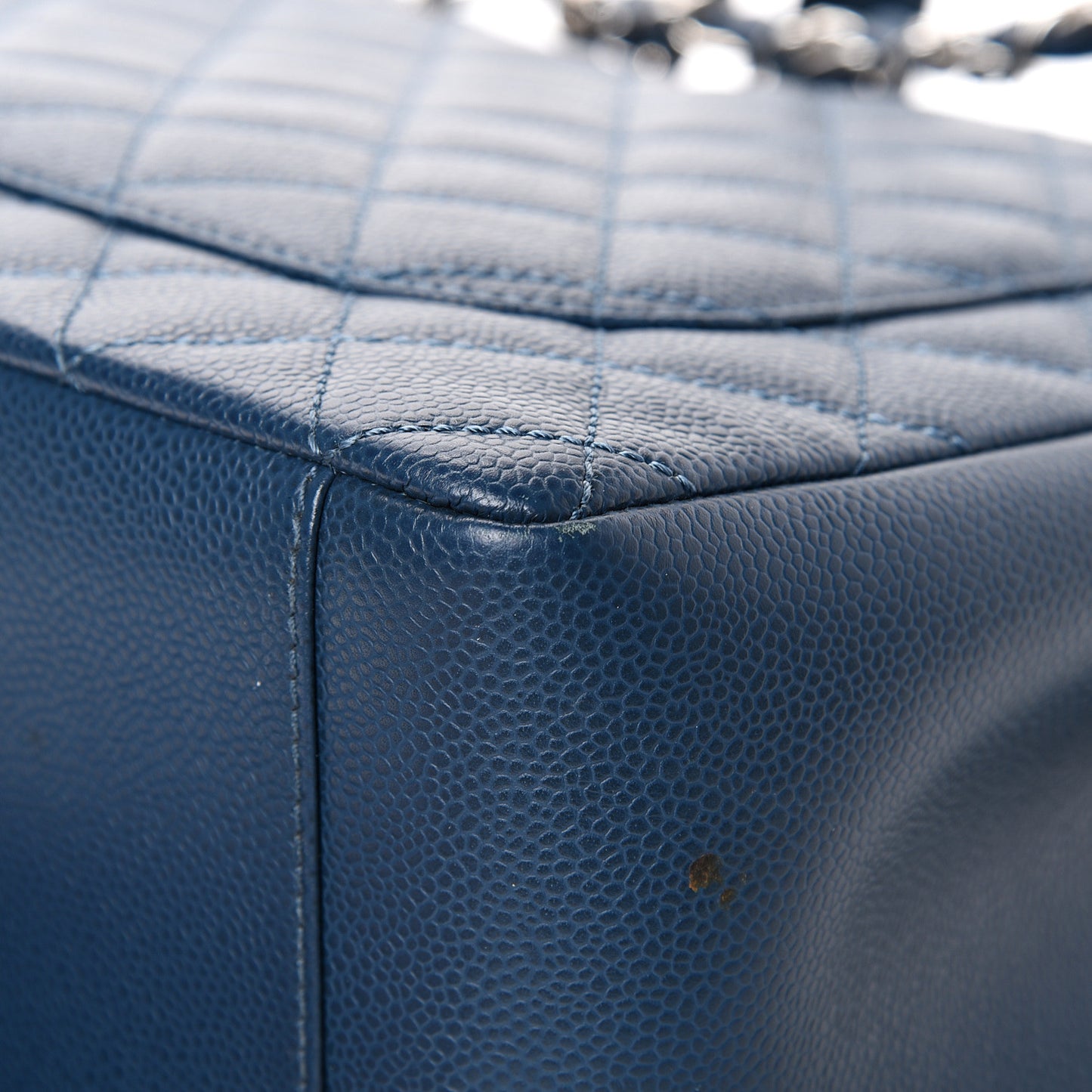Caviar Quilted Grand Shopping Tote GST Dark Blue