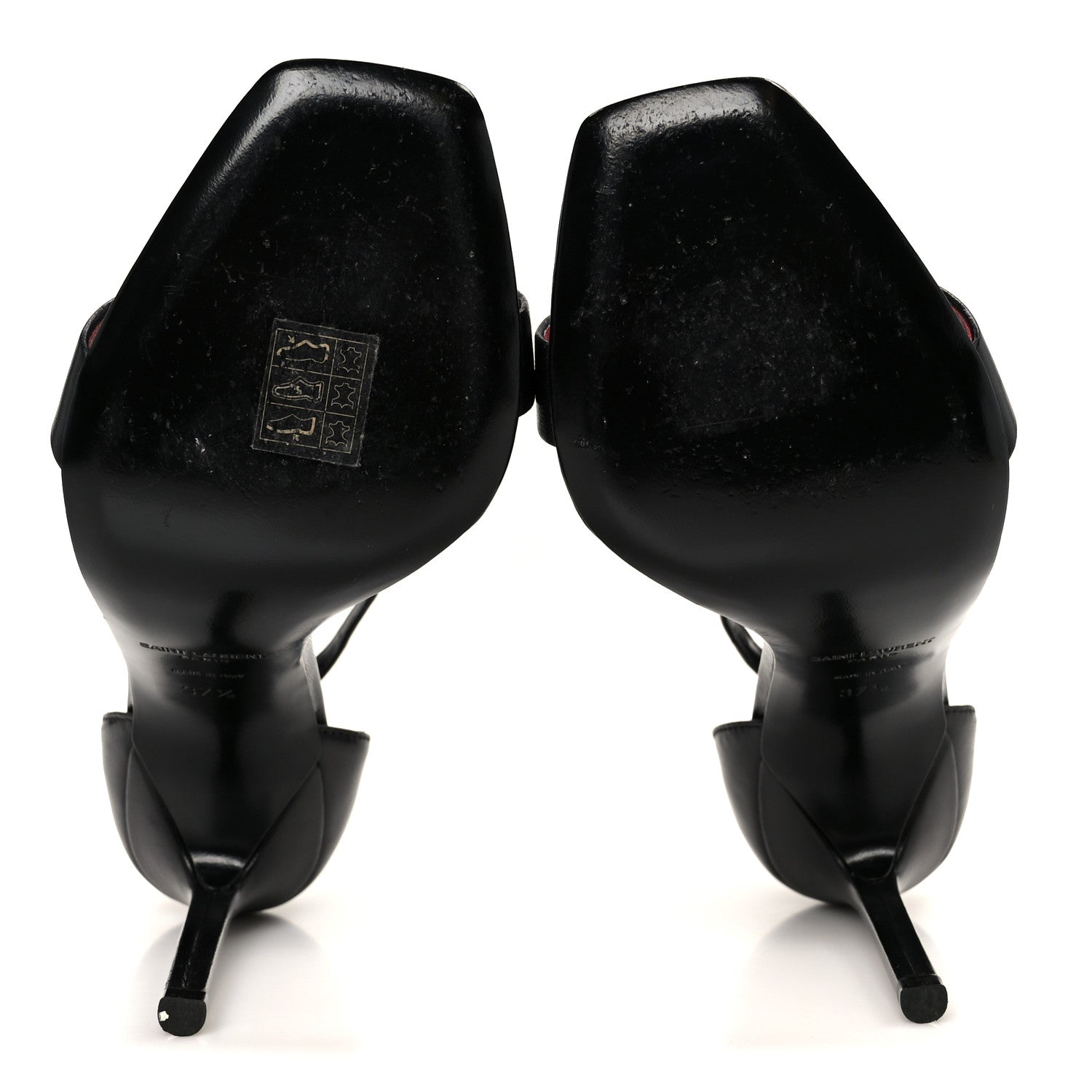 Saint Laurent Calfskin Amber 105 Ankle Strap Sandals 37.5 Black 6 of 10
