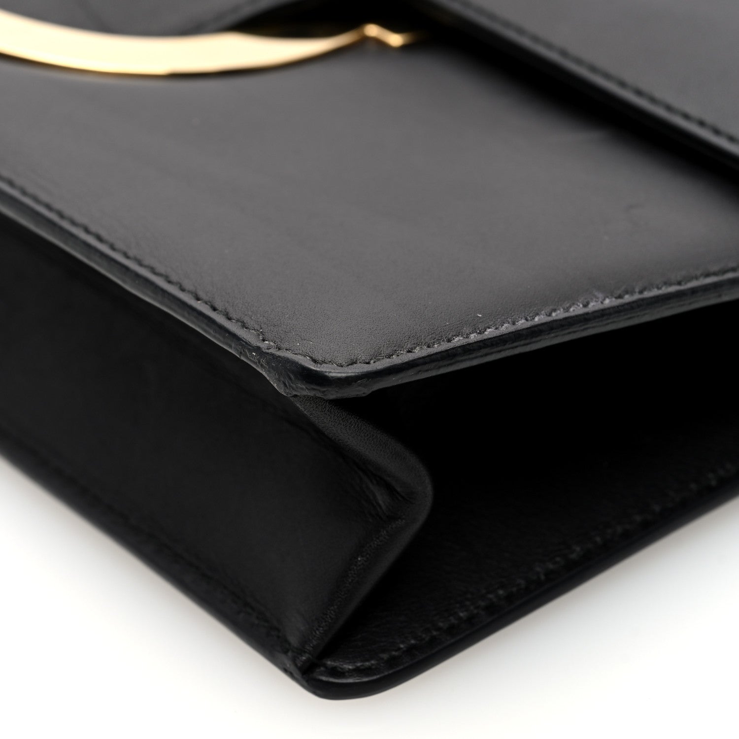 Salvatore Ferragamo Calfskin Thalia Clutch With Chain Black 9 of 9