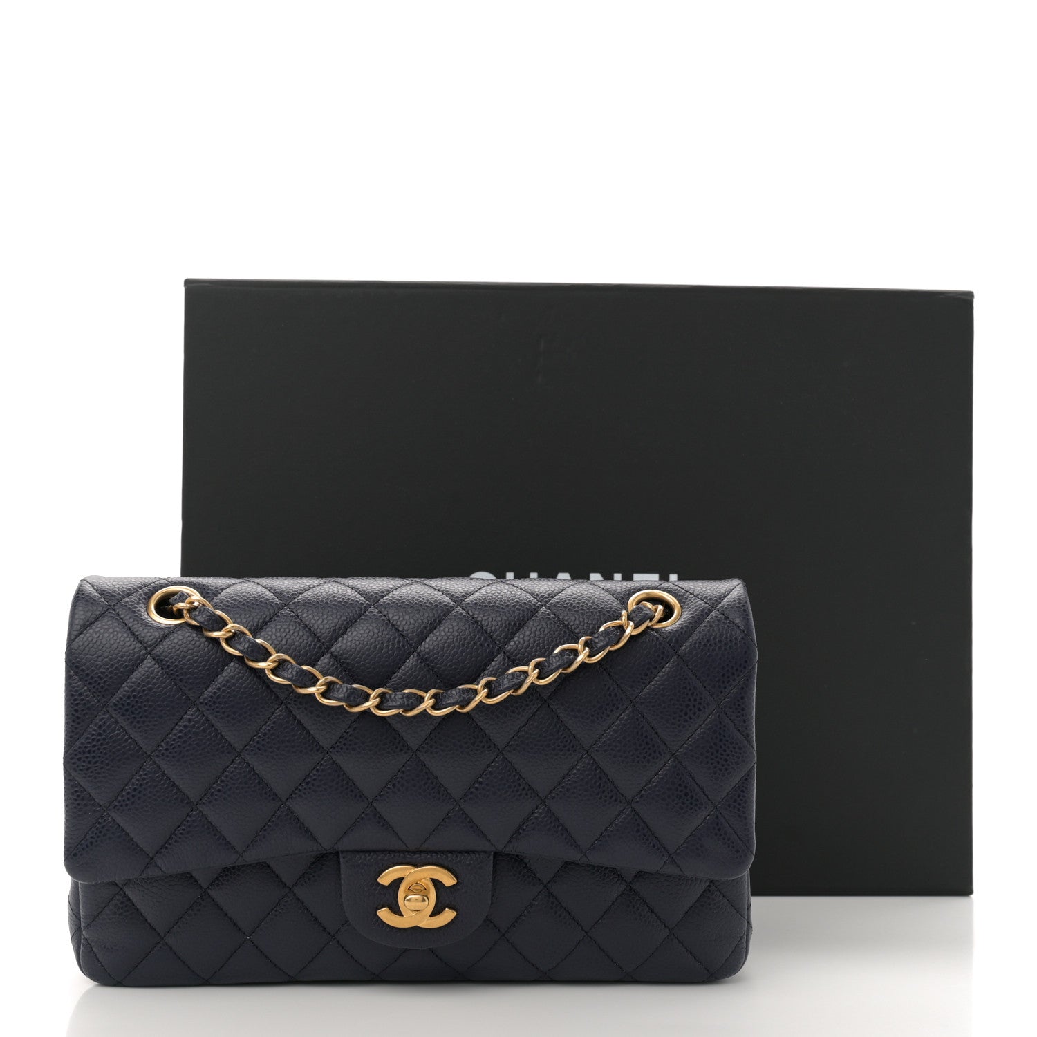 Chanel Caviar Quilted Medium Double Flap Navy 11 of 11