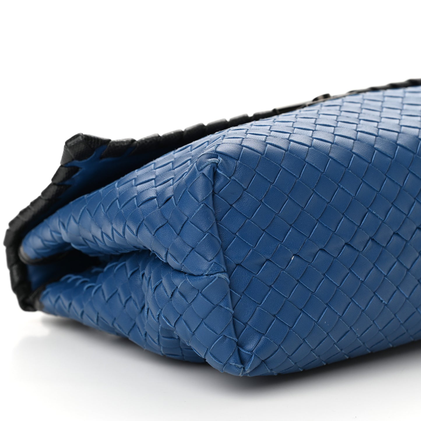 Nappa Intrecciato Glass Flap Bag Blue Black