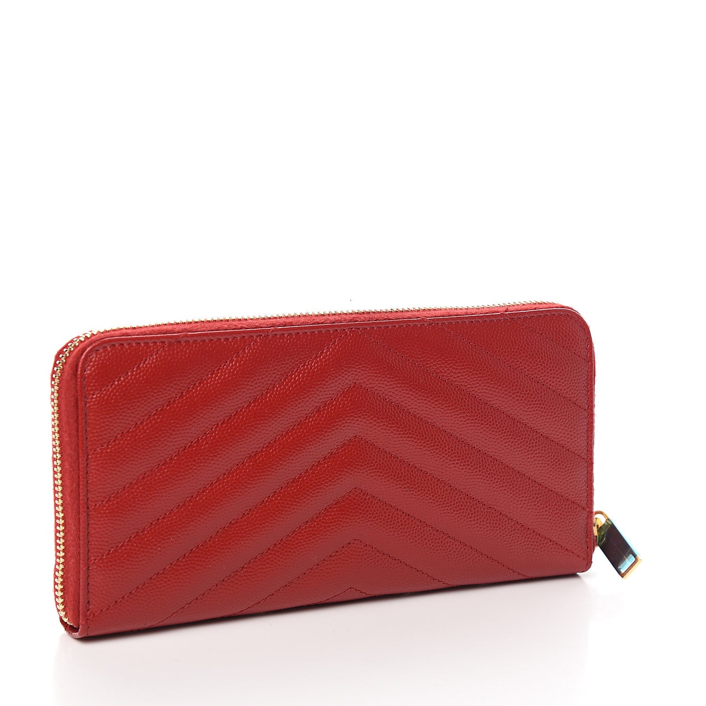 Grain De Poudre Matelasse Chevron Monogram Zip Around Wallet Red