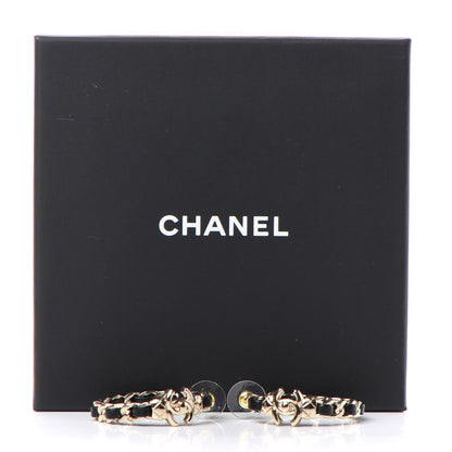 Chanel Lambskin CC Turnlock Chain Hoop Earrings Gold Black 5 of 5