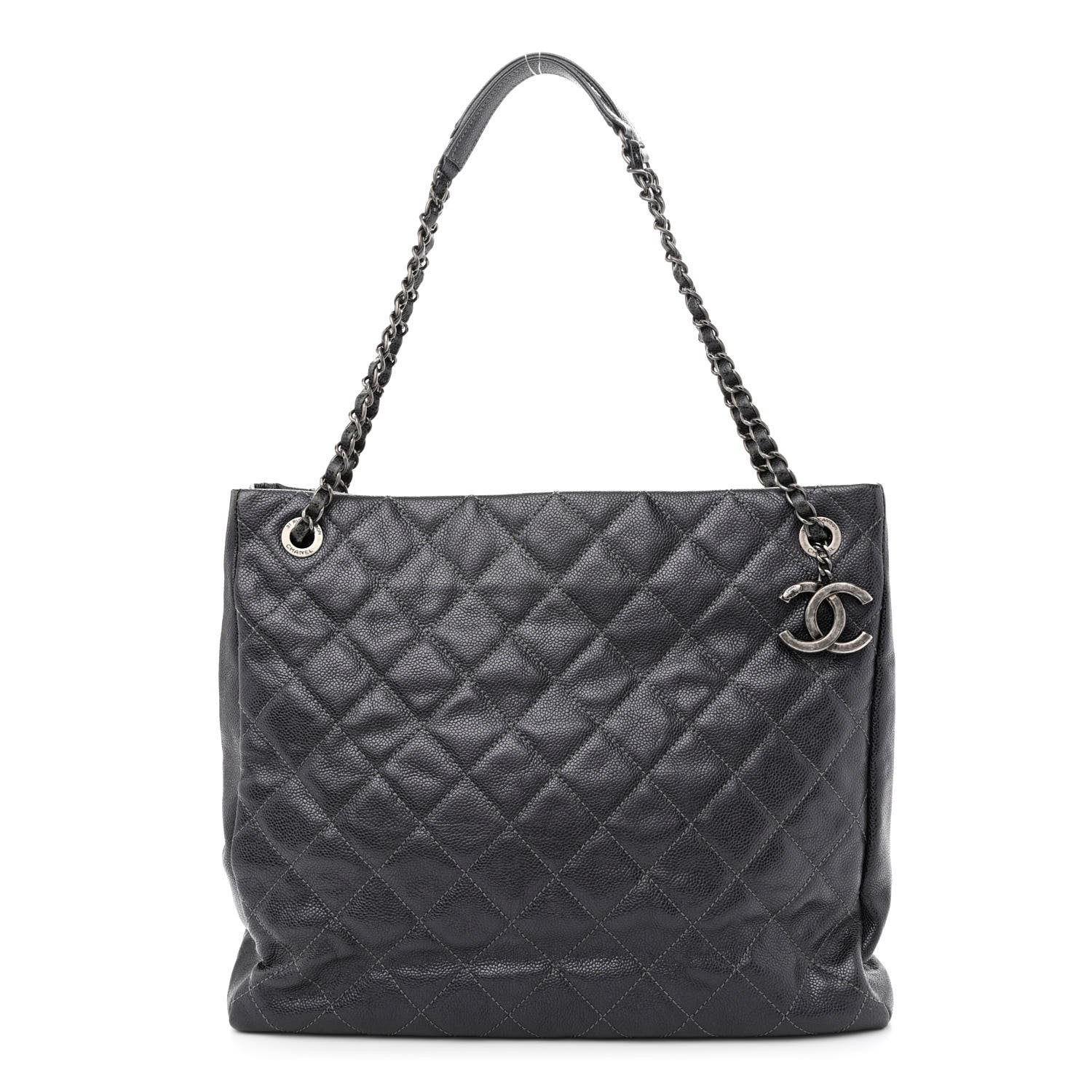 Chanel Iridescent Caviar Quilted Tall Chic Shopping Tote Argent 1 of 10