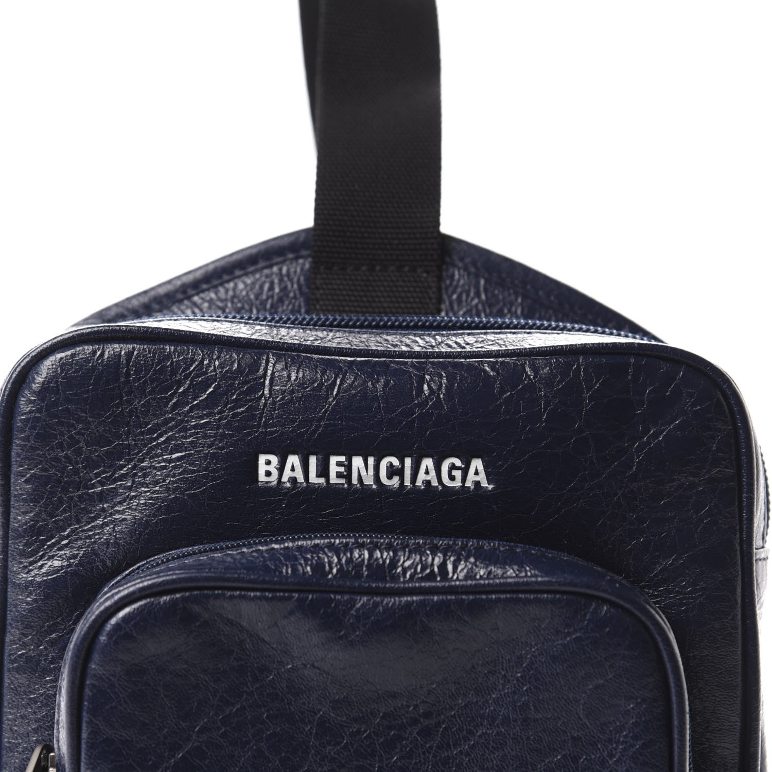 Balenciaga Agneau Logo Explorer Crossbody Messenger Bag Bleu 9 of 9