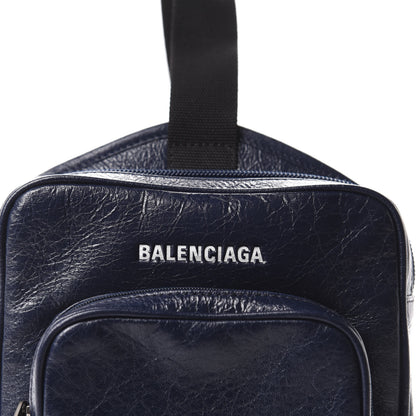 Balenciaga Agneau Logo Explorer Crossbody Messenger Bag Bleu 9 of 9