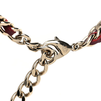 Chanel Lambskin Crystal Pearl Charm Long Necklace Red Gold 4 of 5