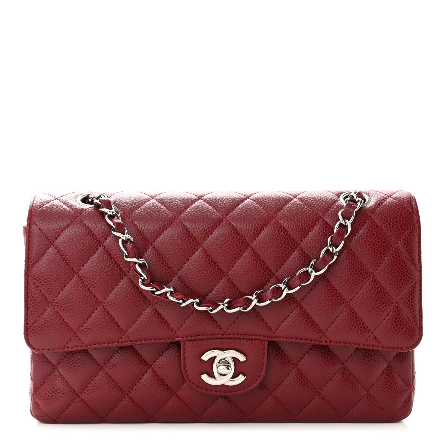 Chanel Caviar Quilted Medium Double Flap Dark Red 1 of 11
