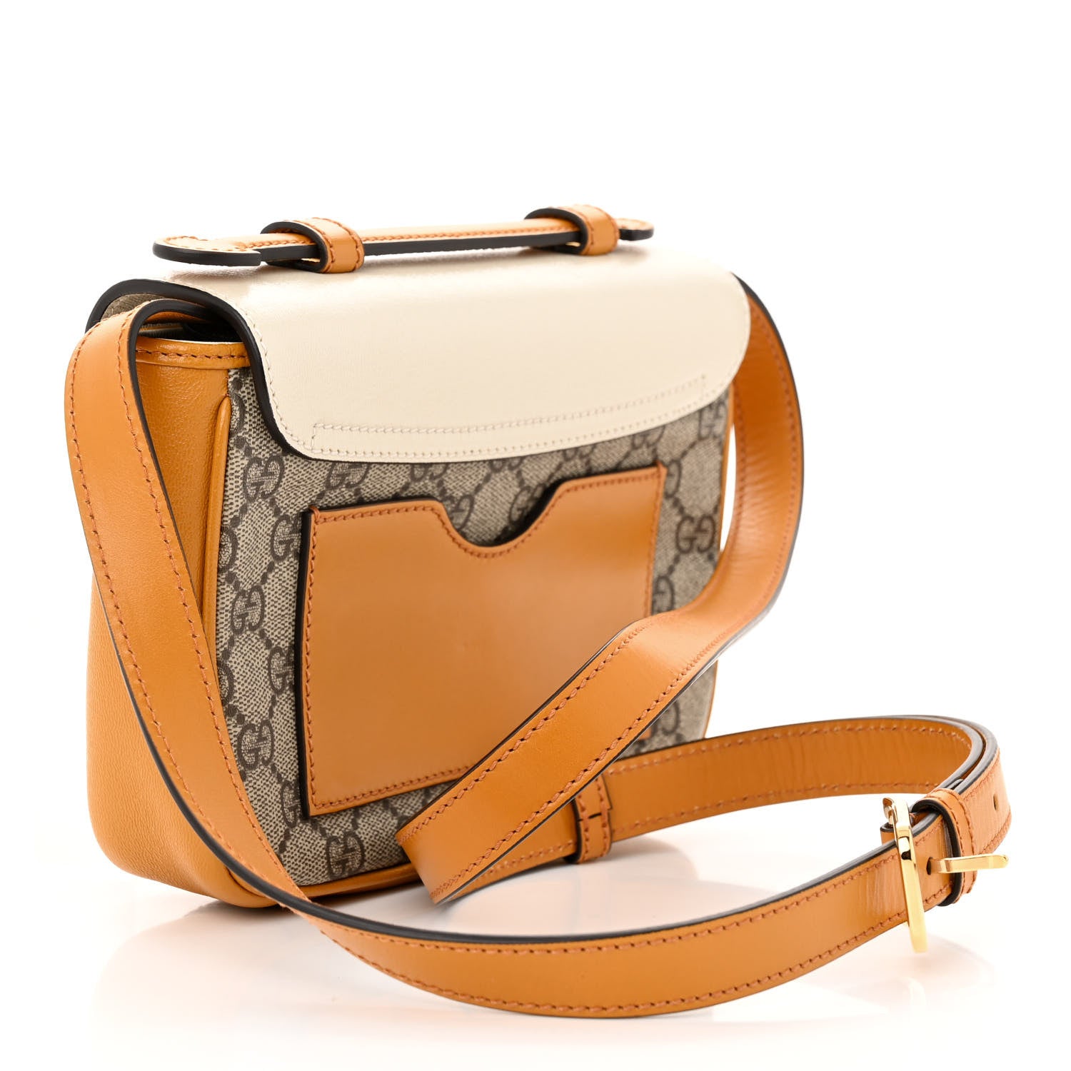Gucci GG Supreme Monogram Calfskin Mini Padlock Flap Pocket Shoulder Bag Beige Mystic White Sun Oil 3 of 10