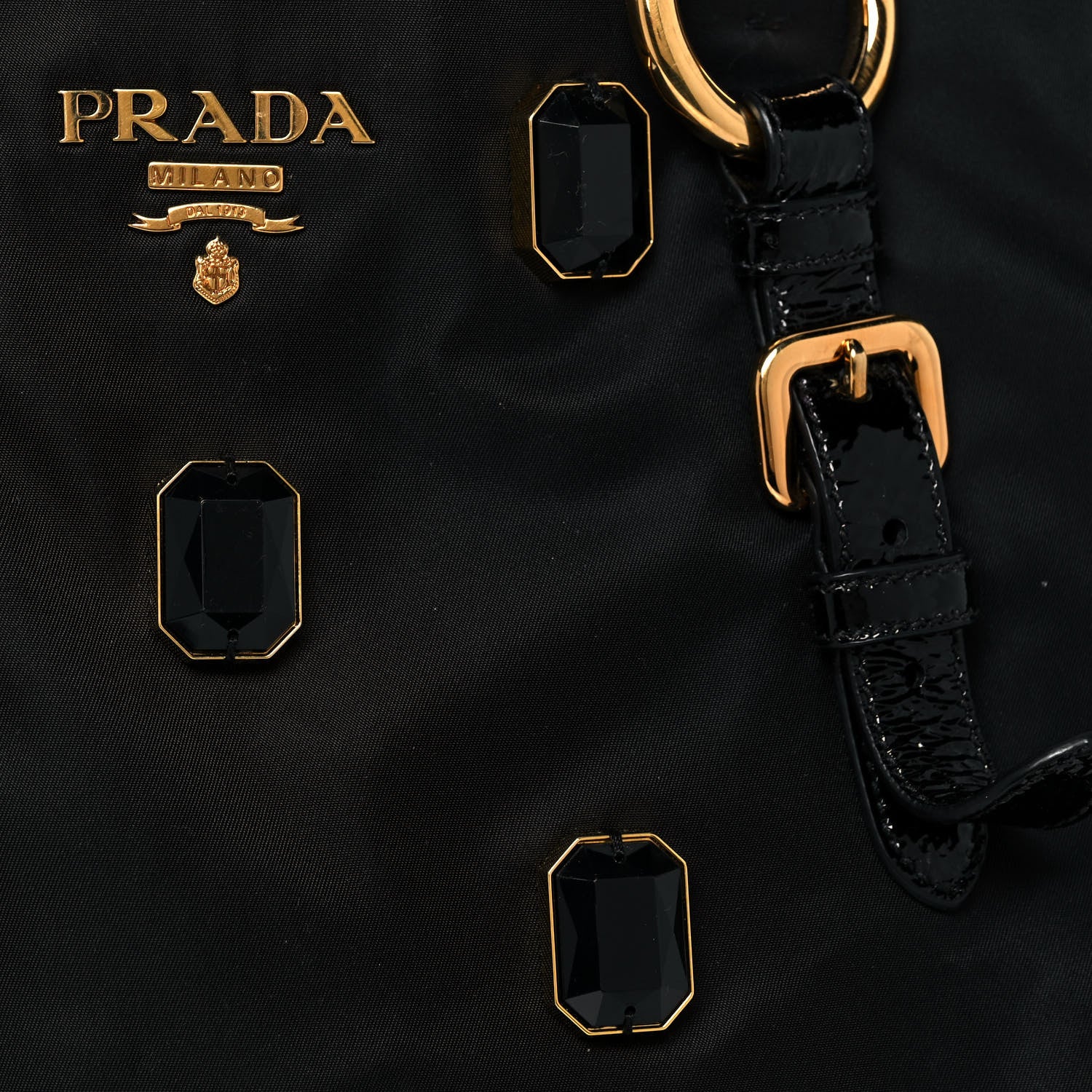 Prada Tessuto Nylon Pietre Jeweled Tote Black 9 of 13