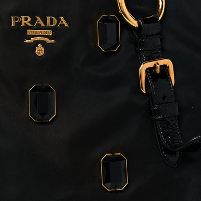 Prada Tessuto Nylon Pietre Jeweled Tote Black 9 of 13