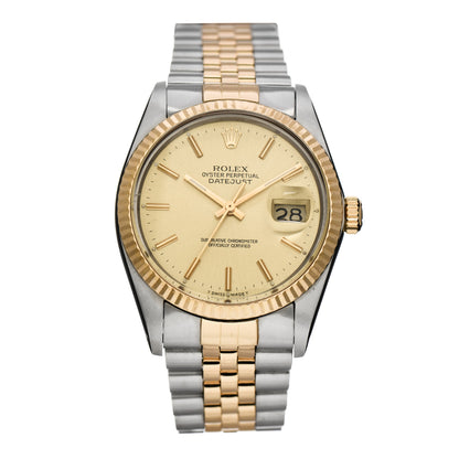 Rolex Stainless Steel 18K Yellow Gold 36mm Oyster Perpetual Datejust Watch Champagne 16013 1 of 5