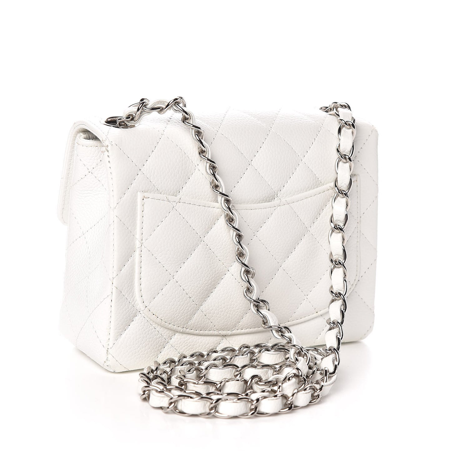 Caviar Quilted Mini Square Flap White