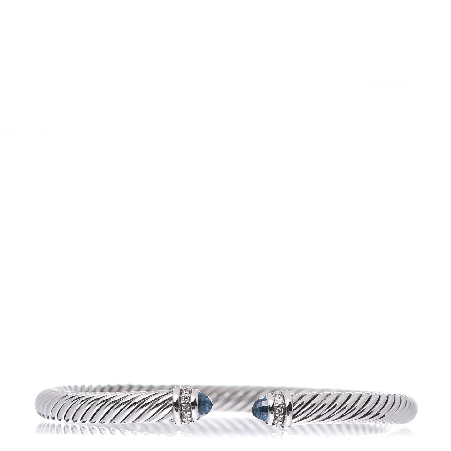Sterling Silver Diamond Blue Topaz 5mm Cable Classics Bracelet