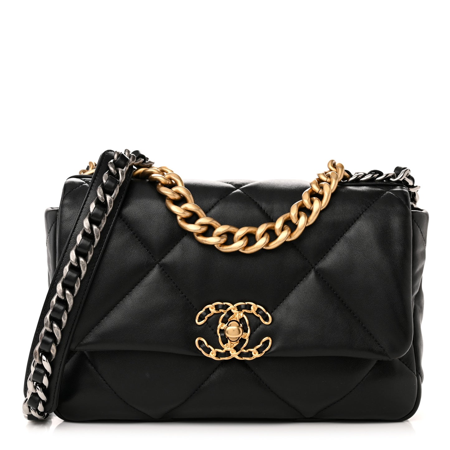 Lambskin Quilted Medium Chanel 19 Flap Black