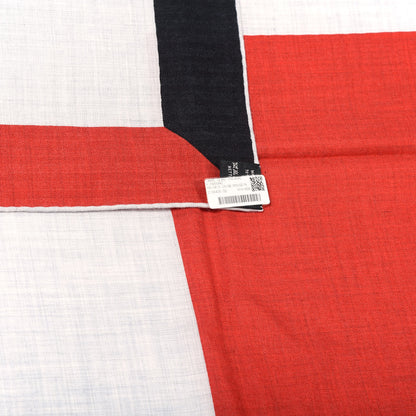 Hermes Cashmere Silk Encadre H Passant Giant Scarf 140 Gris Chine Rouge Black 4 of 4